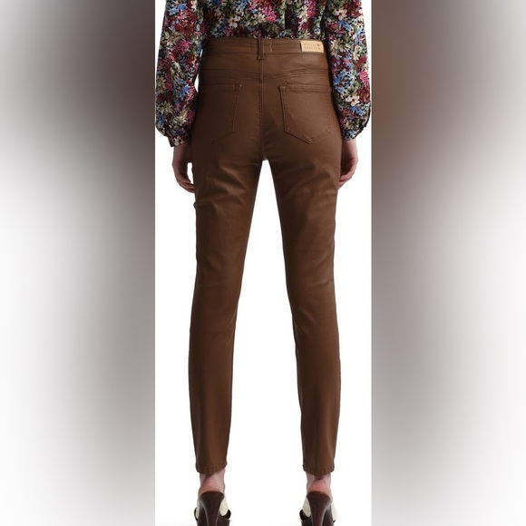 Molly Bracken Cognac Faux Leather Skinny Pants - Picture 6 of 10